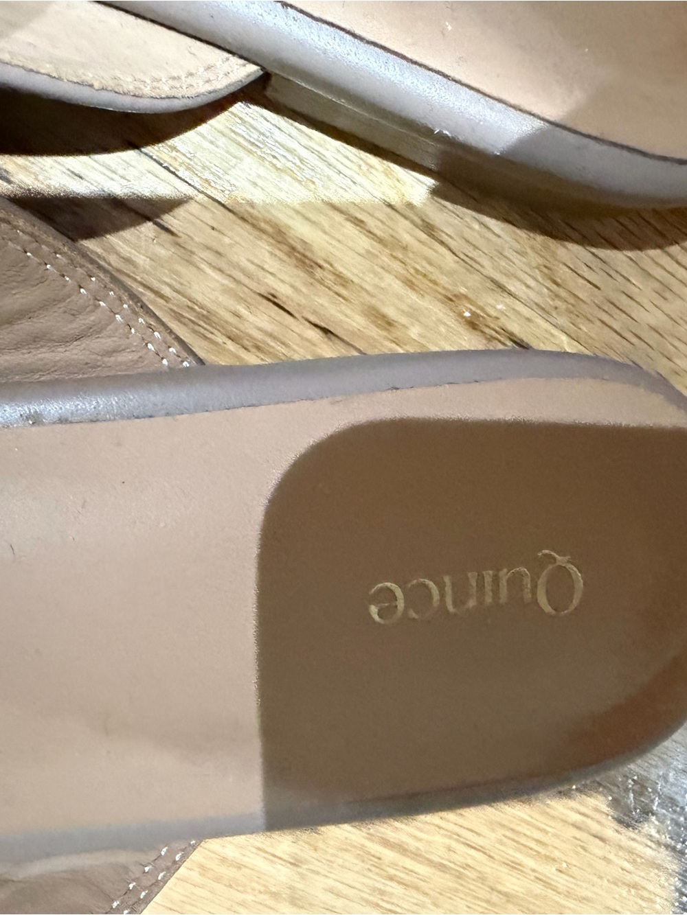Quince Taupe Leather Slip-On Mules with Gold Horsebit - Picture 2 of 3